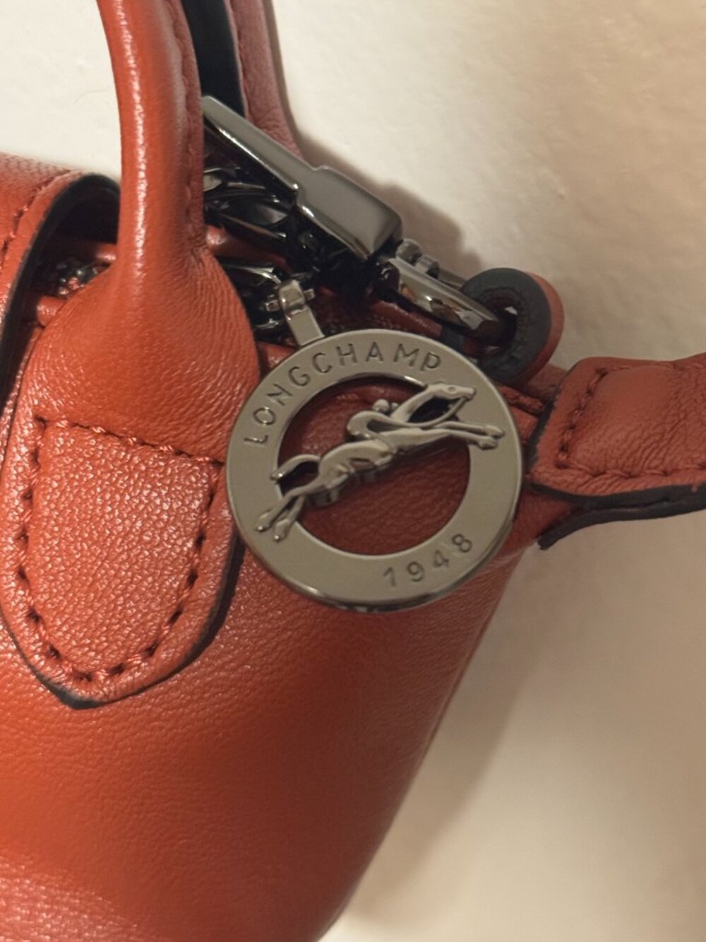 LONGCHAMP Nano Mini Le Pliage Cuir Leather Top Handle Bag CrossBody NWT - Picture 2 of 11